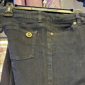 Michael Kors Navy Denim Pants with Gold Details